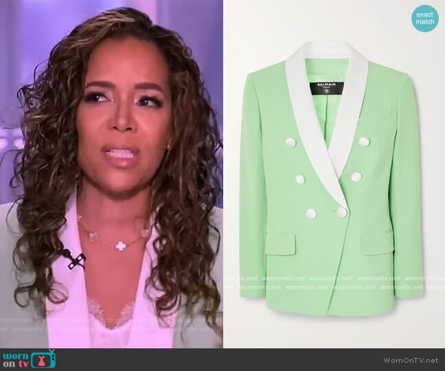 Double-breasted two-tone crepe blazer by Balmain worn by Sunny Hostin on The View