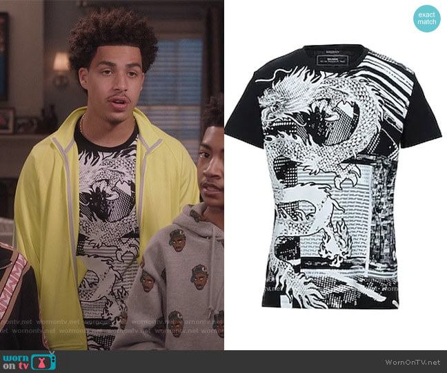 Dragon Graphic Tee by Balmain worn by Andre Johnson Jr (Marcus Scribner) on Black-ish