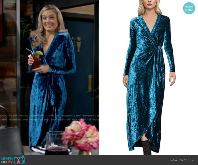 Bcbgmaxazria Velour Wrap Dress worn by Abby Newman (Melissa Ordway) on The Young and the Restless