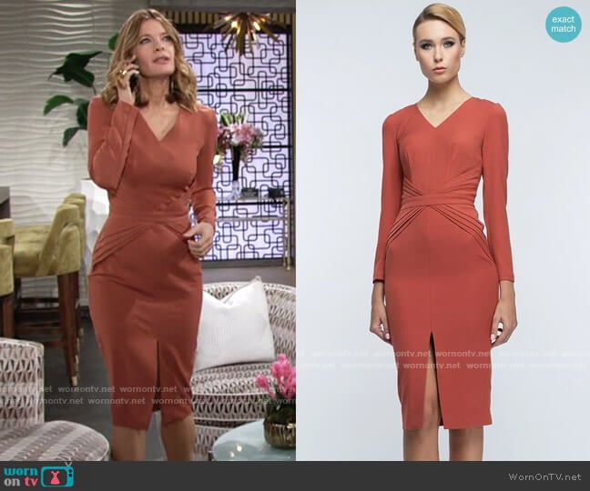 BGL Terracotta Midi Dress worn by Phyllis Summers (Michelle Stafford) on The Young and the Restless