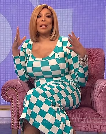 Wendy’s checkerboard print dress on The Wendy Williams Show