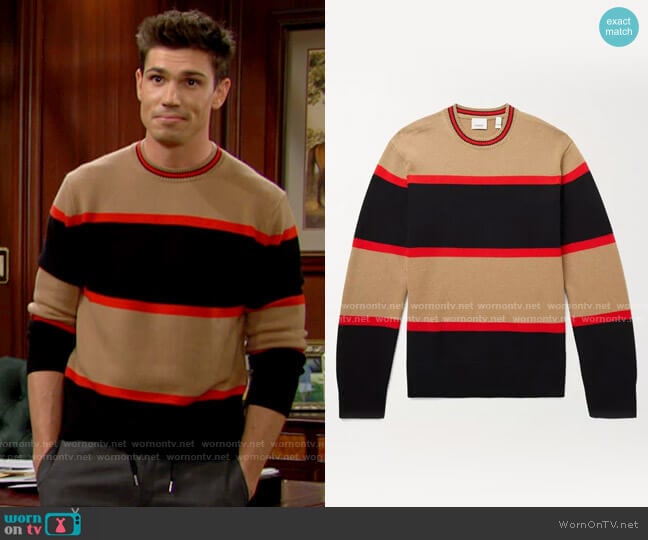 Burberry Garratt Sweater worn by Dr. John Finnegan (Tanner Novlan) on The Bold and the Beautiful