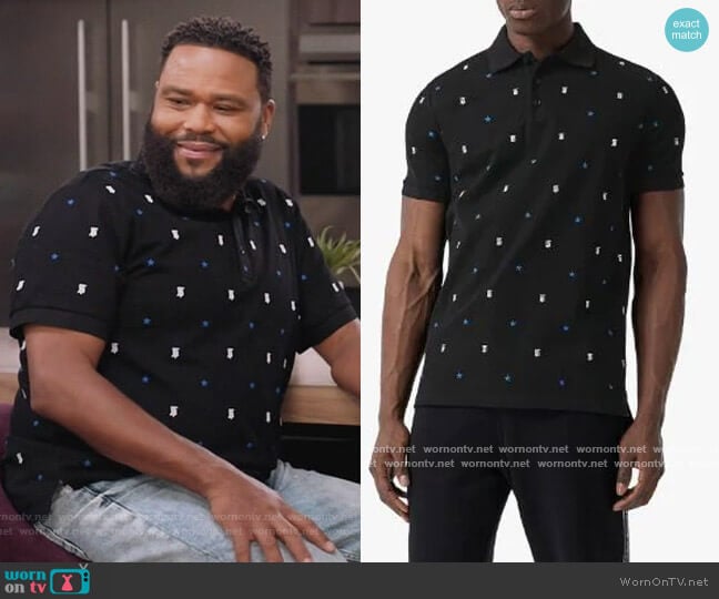 Monogram Motif Star Print Polo Shirt by Burberry worn by Andre Johnson (Anthony Anderson) on Black-ish