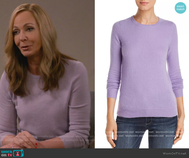 Crewneck Cashmere Sweater by C by Bloomingdales worn by Bonnie Plunkett (Allison Janney) on Mom