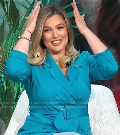 Carissa’s blue belted blazer on E! News Daily Pop