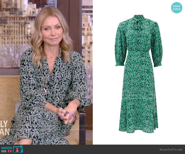 WornOnTV: Kelly’s green printed dress on Live with Kelly and Ryan ...