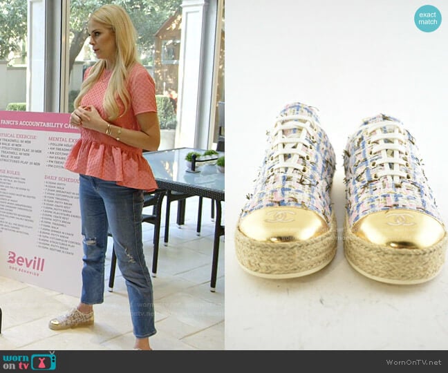 Tweed Low Cut Sneakers by Chanel worn by Kameron Westcott on The Real Housewives of Dallas