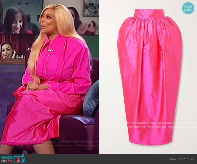 Draped silk-taffeta midi skirt by Christopher John Rogers worn by Wendy Williams  on The Wendy Williams Show