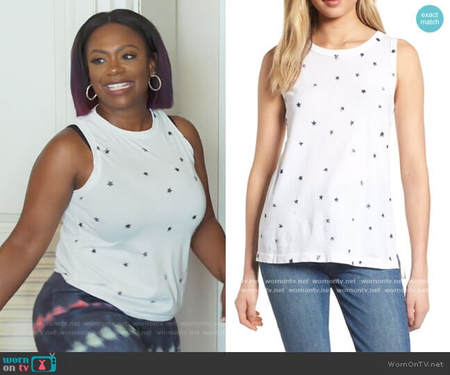 The Muscle Tee Print Tank by Current Elliott worn by Kandi Burruss on The Real Housewives of Atlanta