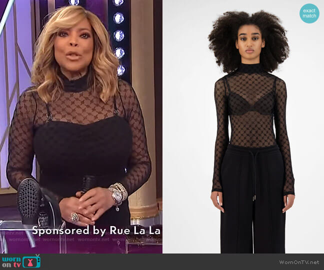 Black Monogram Hody Body by Daily Paper worn by Wendy Williams on The Wendy Williams Show