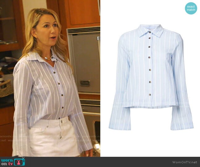 Button Down Shirt by Derek Lam 10 Crosby worn by Kary Brittingham on The Real Housewives of Dallas