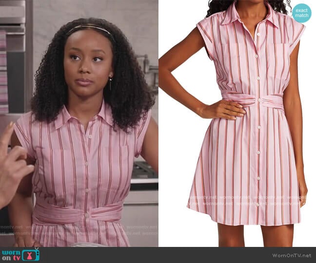 Cora Stripe Shirt Dress by Derek Lam 10 Crosby worn by Olivia Lockhart (Katlyn Nichol) on Black-ish