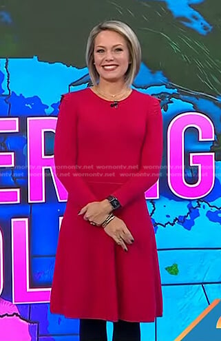 Dylan’s pink scalloped shoulder knit dress on Today