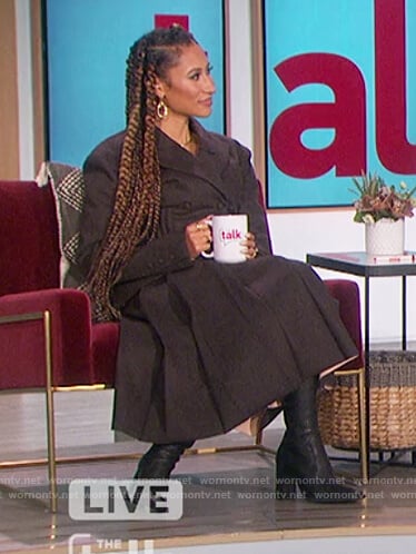 Elaine’s black flannel double breasted blazer on The Talk