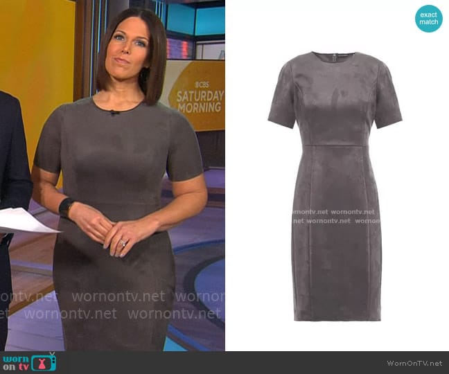 Elie Tahari Emily Faux Suede Dress worn by Dana Jacobson on CBS Mornings