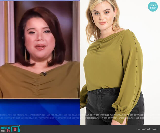 Button Sleeve Boatneck by Eloquii worn by Ana Navarro on The View