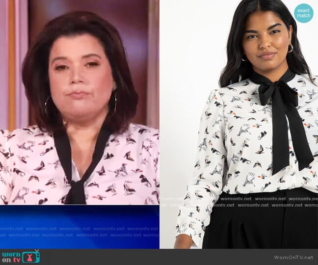 Tie Neck Blouse by Eloquii worn by Ana Navarro on The View