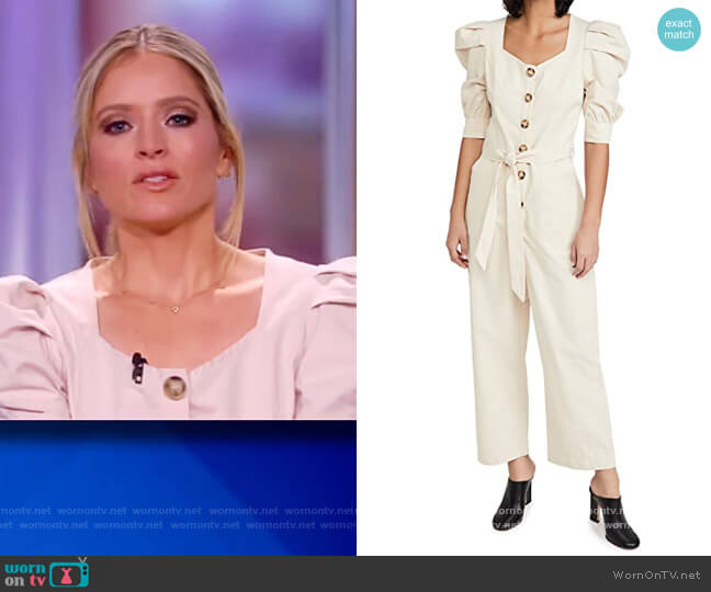 Cotton Poplin Jumpsuit with Puff Sleeves by En Saison worn by Sara Haines on The View