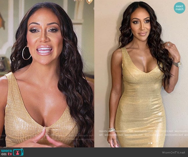 Gold Metallic Dress by Envy worn by Melissa Gorga on The Real Housewives of New Jersey