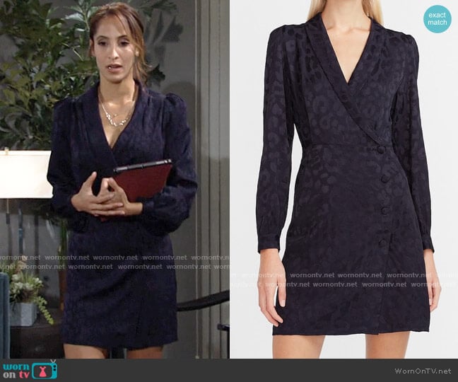 Express Leopard Jacquard Blazer Dress worn by Lily Winters (Christel Khalil) on The Young and the Restless