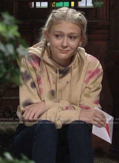 Faith's tie dye hoodie on The Young and the Restless