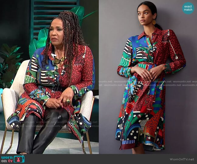 Georgia Maxi Shirtdress by Farm Rio worn by Kym Whitley on E! News