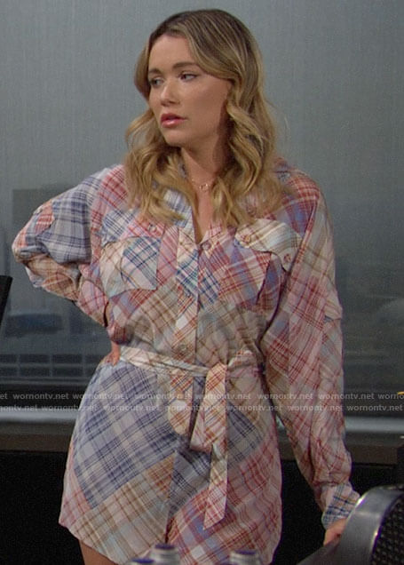 Flo's plaid romper on The Bold and the Beautiful