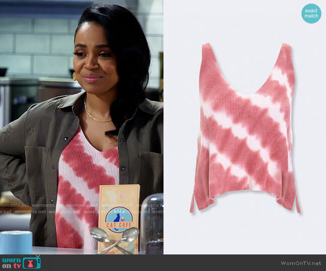 Forever 21 Ribbed Tie-Dye Tank Top in Rose worn by Randi (Kyla Pratt) on Call Me Kat