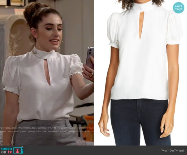 Frame Keyhole Neck Silk Party Top worn by Jackie Raines (Rachel Sennott) on Call Your Mother