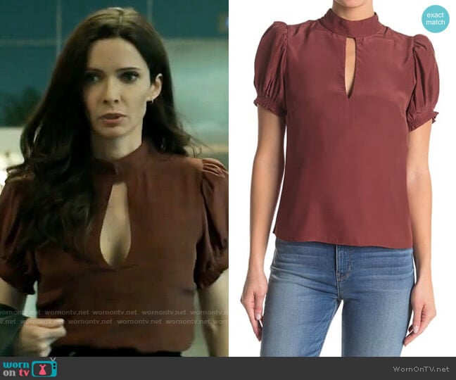 Frame Sable Keyhole Neck Silk Party Top worn by Lois Lane (Elizabeth Tulloch) on Superman and Lois