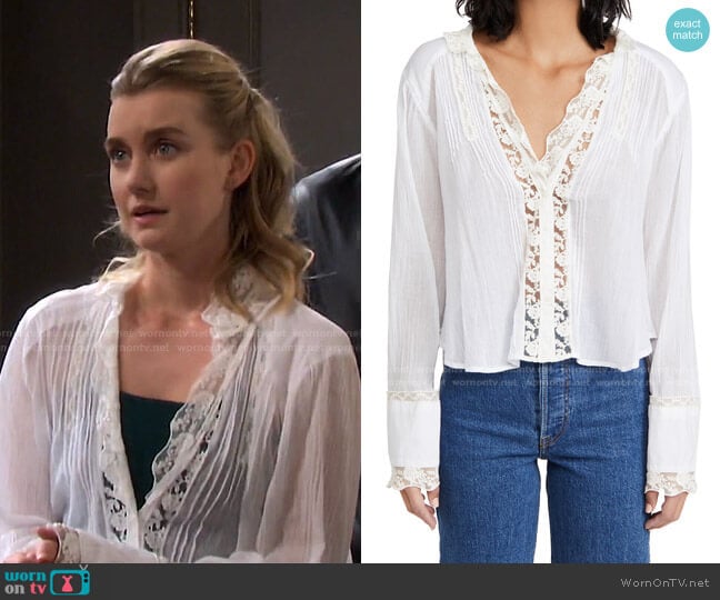 Clemence Button Down Shirt by Free People worn by Claire Brady (Isabel Durant ) on Days of our Lives