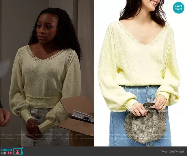WornOnTV: Trina’s yellow open stitch sweater on General Hospital ...