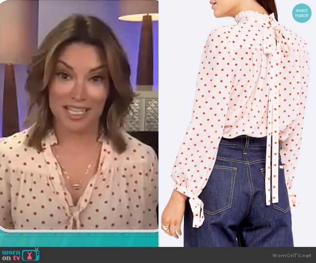 Ashley Silk Tie Blouse by G. Label worn by Kit Hoover  on Access Hollywood