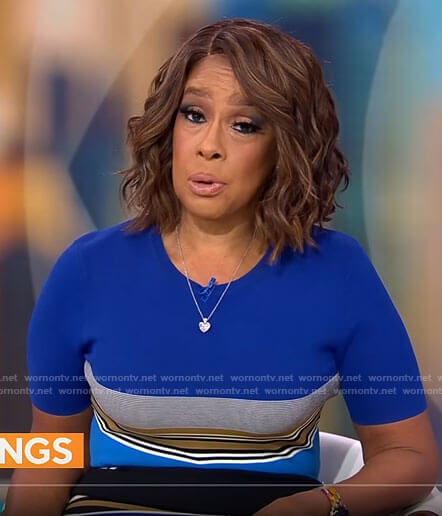 Gayle King’s blue striped dress on CBS This Morning