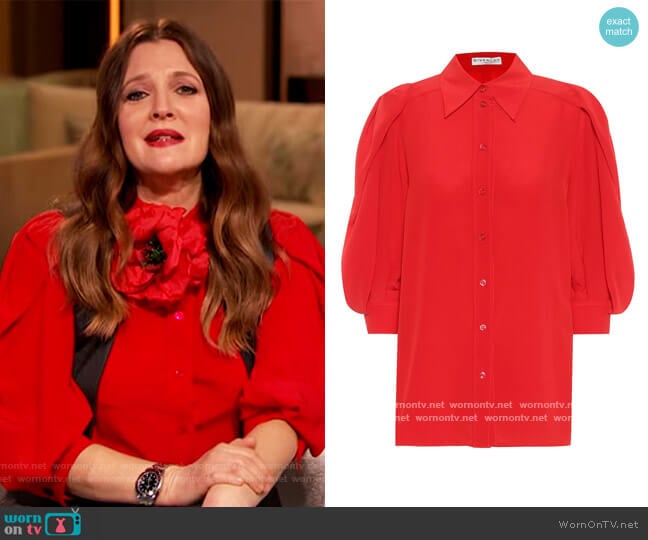 Silk-crepe de chine blouse by Givenchy worn by Drew Barrymore on The Drew Barrymore Show