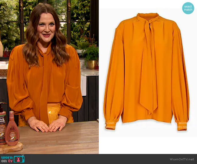 Tie Neck Blouse by Givenchy worn by Drew Barrymore on The Drew Barrymore Show