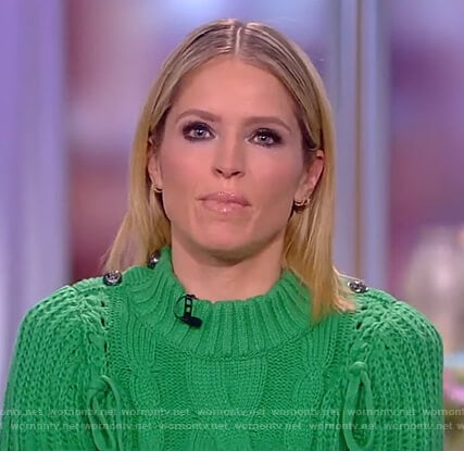 Sara's green cable knit sweater on The View