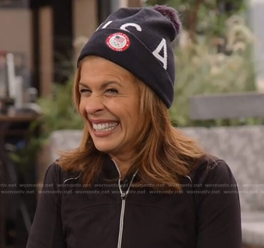 Hoda's USA print beanie on Today