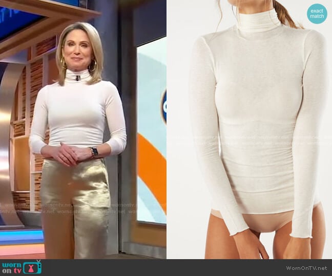 Modal Cashmere Ultralight High-Neck Top by Intimissimi worn by Amy Robach on Good Morning America