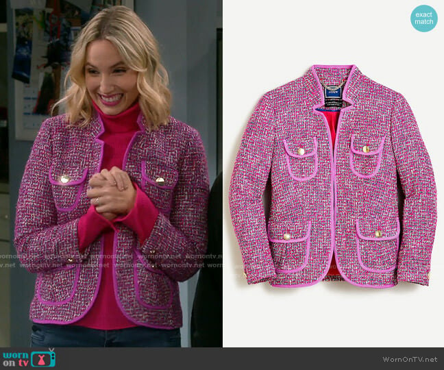 J. Crew Fitted Jacket in Autumn Tweed worn by Mandy Baxter (Molly McCook) on Last Man Standing