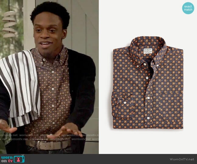 J. Crew Printed Stretch Original Fit Button Down Shirt worn by Lane (Austin Crute) on Call Your Mother