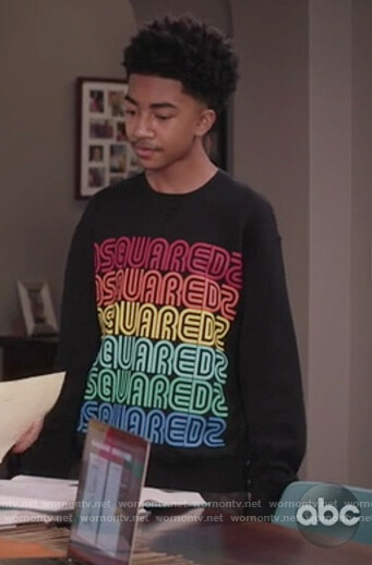 Jack’s black Dsquared rainbow logo sweatshirt on Black-ish