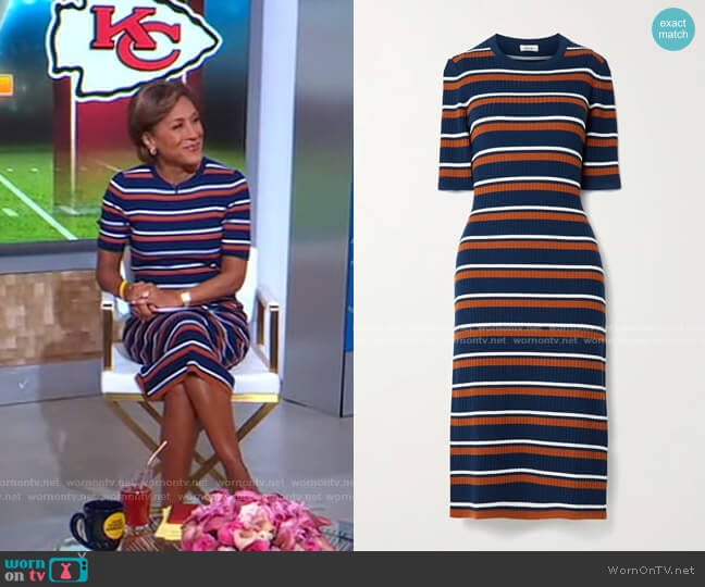 Striped Ribbed Wool-Blend Midi Dress by Jason Wu worn by Robin Roberts on Good Morning America