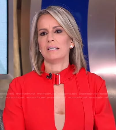 Jennifer’s red self-tie collar dress on Good Morning America