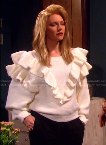 Jennifer's white ruffle sweater on Days of our Lives