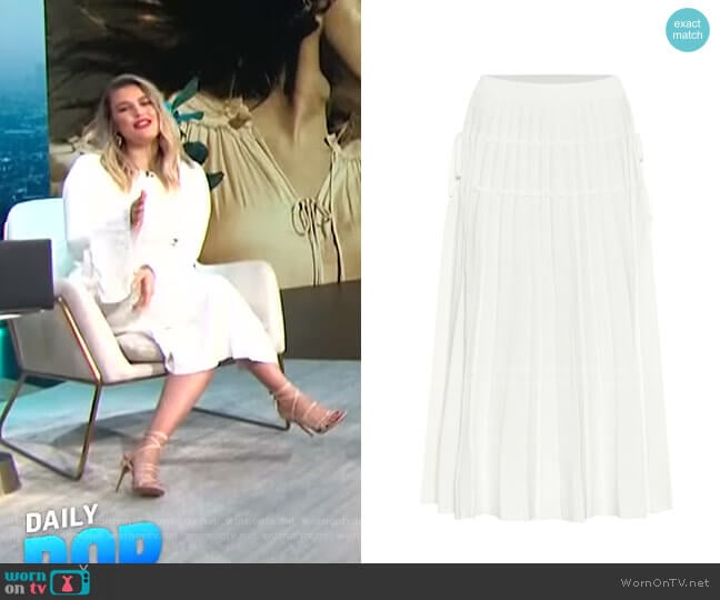 Raelynn Pleated Knit Midi Skirt by Jonathan Simkhai worn by Carissa Loethen Culiner on E! News