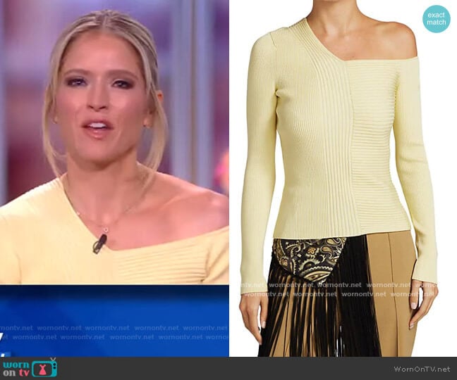 Charlie Asymmetric Ribbed Sweater by Jonathan Simkhai worn by Sara Haines on The View