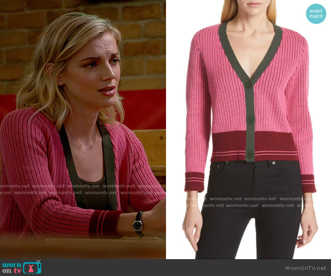 Kate Spade Contrast Ribbed Cardigan worn by Sylvie Brett (Kara Killmer) on Chicago Fire