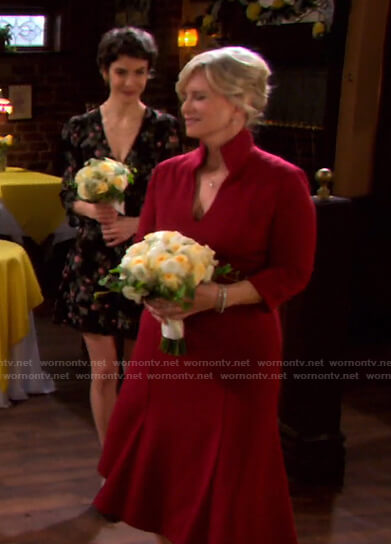 Kayla's red v-neck dress on Days of our Lives