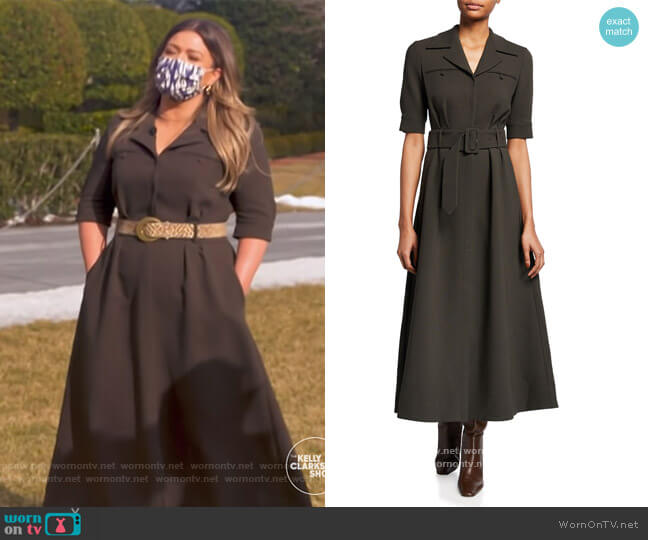 Simone Belted Wool A-Line Midi Dress by Gabriela Hearst worn by Kelly Clarkson on The Kelly Clarkson Show